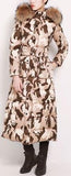 Paneled Puffer Coat with Removable Fur, Camouflage