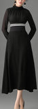 Black Contrast-Stripe Midi Dress