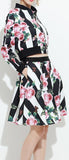 Floral & Stripe Print Jacket & Skirt Set
