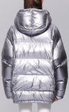 Silver Puffer Down Hooded Jacket