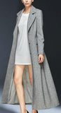 Full-Length Tie-Waist Coat in Grey - DESIGNER INSPIRED FASHIONS
