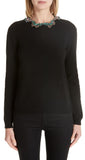 Black Embellished Butterfly Neck Sweater