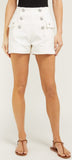 Button-Embellished Shorts, White