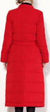 Long Waffle-Textured Puffer Down Coat in Black or Red - DESIGNER INSPIRED FASHIONS