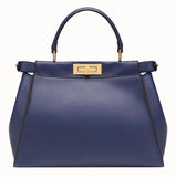 Peekaboo Regular Pocket Blue Leather Bag