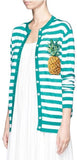 Pineapple Embellished Stripe Knit Cardigan - DESIGNER INSPIRED FASHIONS