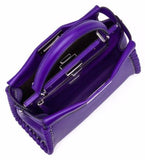 Peekaboo Medium Stitch Threading Satchel Bag - (Black, Cognac, Purple) - DESIGNER INSPIRED FASHIONS