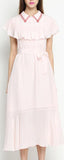 Silk Ruffle-Bib Midi Dress - DESIGNER INSPIRED FASHIONS