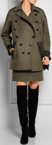 Short Wool-Blend Military Coat