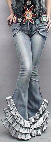 Ruffle-Hem Stretch Jeans - DESIGNER INSPIRED FASHIONS