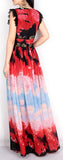 Lace Detailed Multi Colored Silk Maxi Dress - DESIGNER INSPIRED FASHIONS