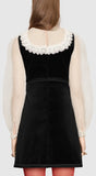Black Velvet Organza Dress with Bow Detail - DESIGNER INSPIRED FASHIONS