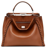 Peekaboo Medium Stitch Threading Satchel Bag - (Black, Cognac, Purple) - DESIGNER INSPIRED FASHIONS