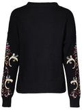 Floral-Embroidered Knit Sweater