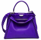 Peekaboo Medium Stitch Threading Satchel Bag - (Black, Cognac, Purple) - DESIGNER INSPIRED FASHIONS