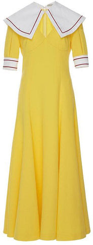 Large-Collar V-Neck Dress