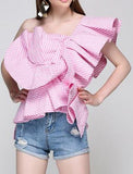 One-Shoulder Ruffled Top - DESIGNER INSPIRED FASHIONS