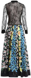 Bird-Embroidered Lace Top & Floral Print Maxi Skirt Set - DESIGNER INSPIRED FASHIONS