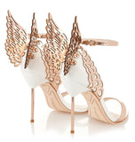 'Evangeline' Angel Wing Sandals-White & Gold - DESIGNER INSPIRED FASHIONS