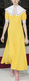 Large-Collar V-Neck Dress