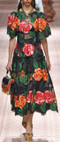 Floral Embroidered Short Sleeve Dress
