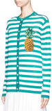 Pineapple Embellished Stripe Knit Cardigan - DESIGNER INSPIRED FASHIONS