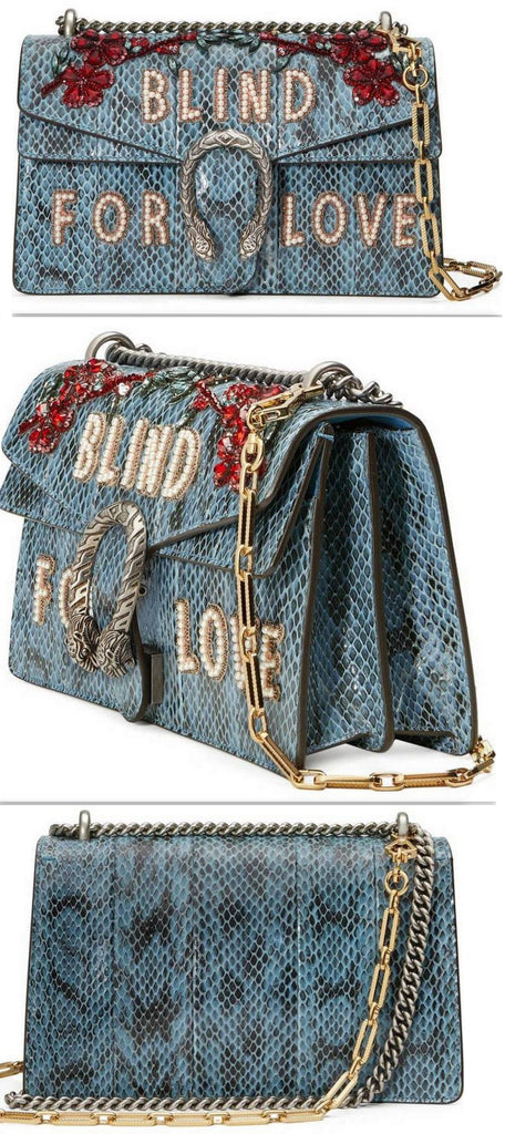Dionysus embroidered snakeskin shoulder bag - DESIGNER INSPIRED FASHIONS