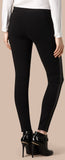 Black Size Zip Faux-Leather Paneled Skinny Pants - DESIGNER INSPIRED FASHIONS