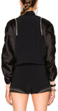 Black Jacket with Zip Sleeves & Black Shorts with Rib Insert & Studded Hem Set - DESIGNER INSPIRED FASHIONS