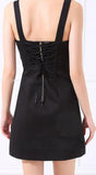 Black Bustier Cut-Out Back-Lace-Up Mini Dress - DESIGNER INSPIRED FASHIONS
