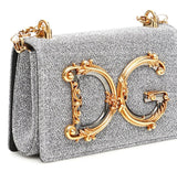 Crossbody Lurex Metallic Shoulder Bag with Chain Strap -Silver or Gold