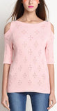 Cold-Shoulder Knit Top, Pink - DESIGNER INSPIRED FASHIONS