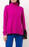 Pleated Turtleneck Sweater, Fuchsia