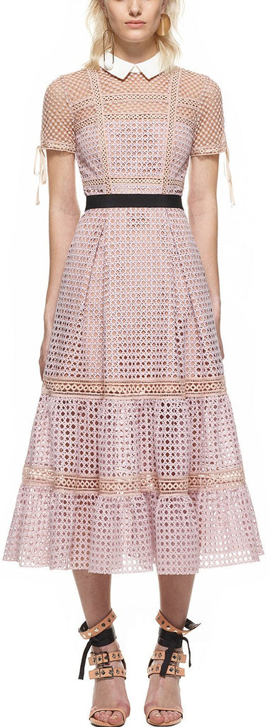 Crosshatch Tiered Midi Dress