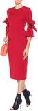 Lavette Bow Sleeves Dress, Red