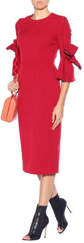Lavette Bow Sleeves Dress, Red