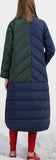 Color-Block Down-Fill Coat with Scarf