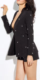 Pearl-Embellished Blazer and Short Set