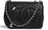 Logo Lambskin Flap Bag, Black | DESIGNER INSPIRED FASHIONS