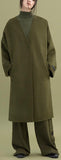 Oversized Wool Wrap Coat, Military Green