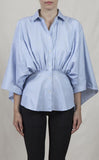Gathered Waist Drape Shirt - DESIGNER INSPIRED FASHIONS