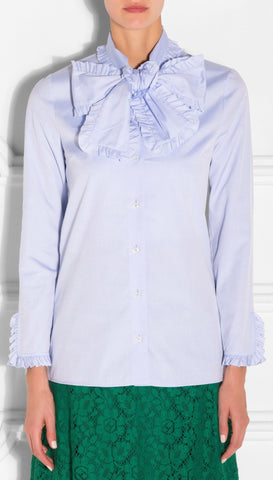 Bow-Tie Ruffle Oxford Shirt - DESIGNER INSPIRED FASHIONS