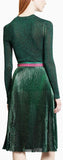 Metallic Knit Stretch Sweater & Long Pleated Skirt in Green or Wine Red - DESIGNER INSPIRED FASHIONS