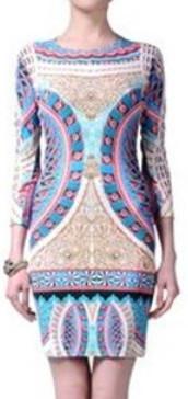 Multicolored Stretch Jersey Silk Short Sheath Dress - DESIGNER INSPIRED FASHIONS