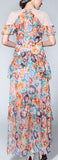 Ruffle Printed Long Maxi Dress - Multicolor - DESIGNER INSPIRED FASHIONS