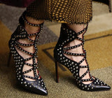 Star Strappy Studded Pumps in Black - DESIGNER INSPIRED FASHIONS