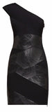 One-Shoulder Geospliced Foil Dress