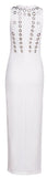 Hole-Embellished Maxi Bodycon Gown, White - DESIGNER INSPIRED FASHIONS