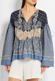 Lace-Appliqued Printed Cotton-Voile Blouse - DESIGNER INSPIRED FASHIONS