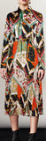 Patch Print Midi Shirt Dress